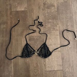 Beach bunny black lace bikini top